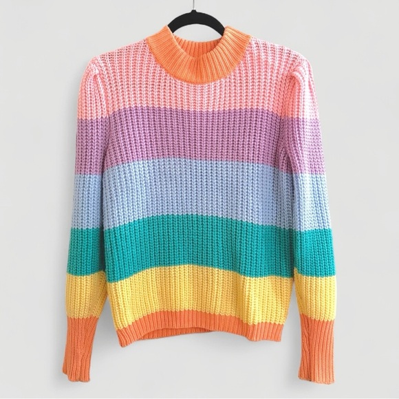 Free the Roses Multicolor Striped Turtleneck Sweater Women's Size Medium - Picture 1 of 3